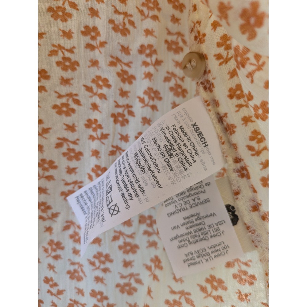 Madewell Women's Tiny Floral Print Ruffle Neck Long Sleeve Blouse XS‎ - Picture 6 of 8